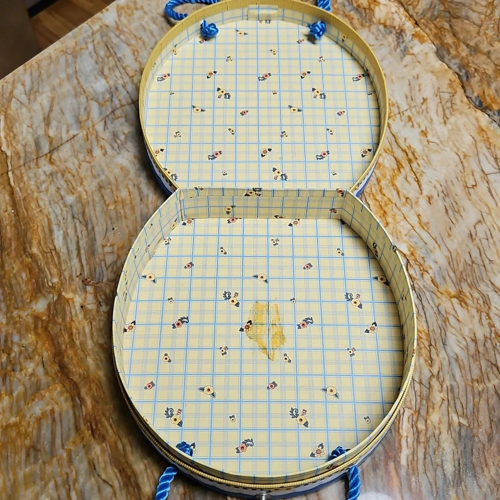Floral Blue Box In Shape of  Handbag